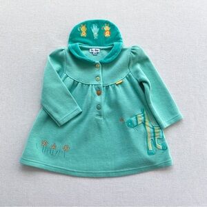 Y2K Le Top Embroidered Animals Long Sleeve Sailor Collar Sweater Dress 24M